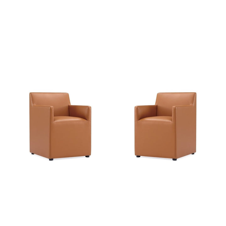 Anna Modern Square Faux Leather Dining Armchair (Set of 2) Image 1