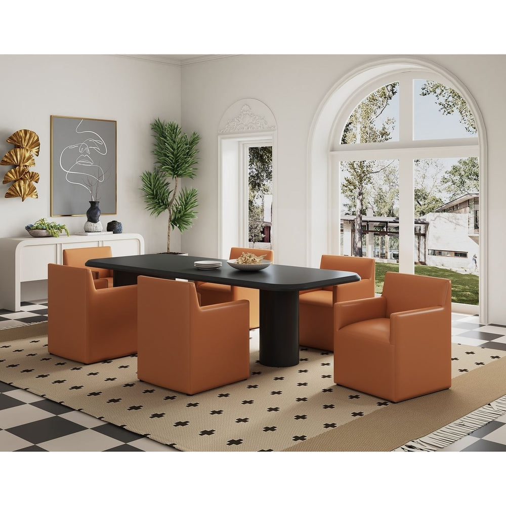 Anna Modern Square Faux Leather Dining Armchair (Set of 2) Image 2