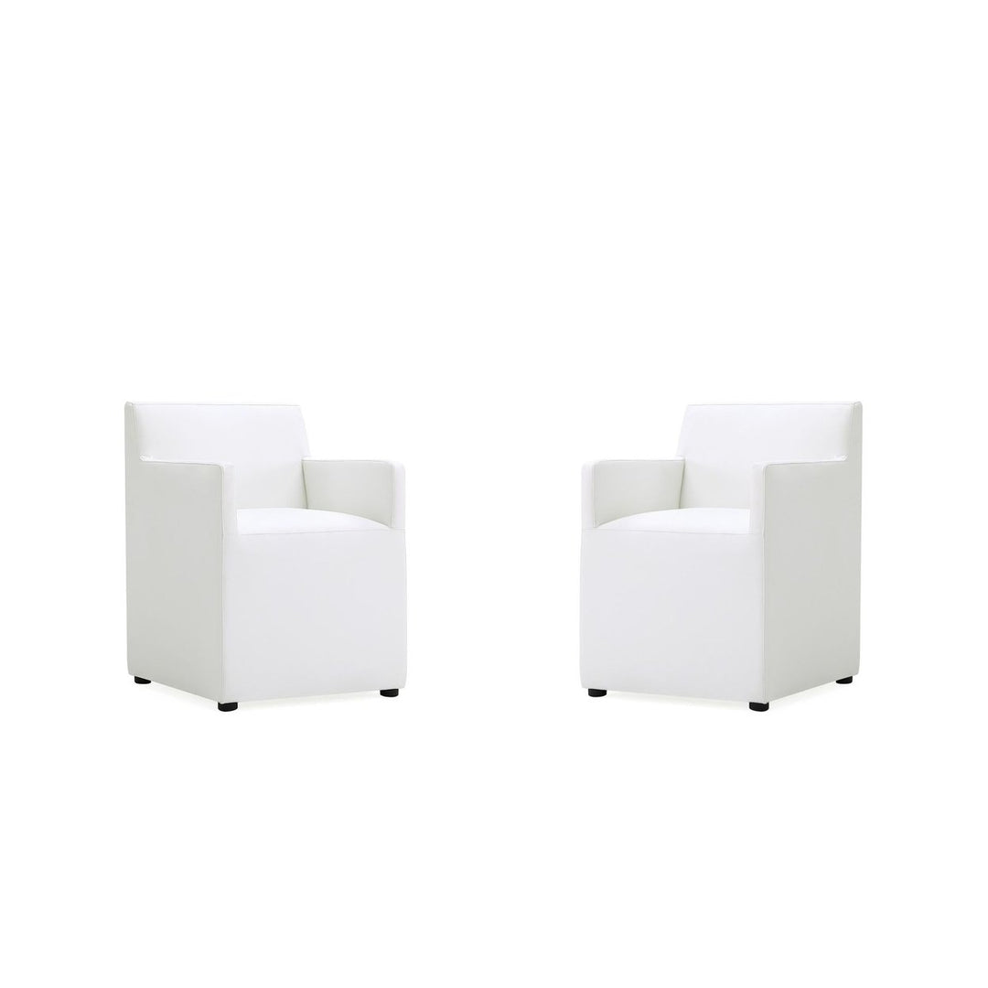 Anna Modern Square Faux Leather Dining Armchair (Set of 2) Image 4