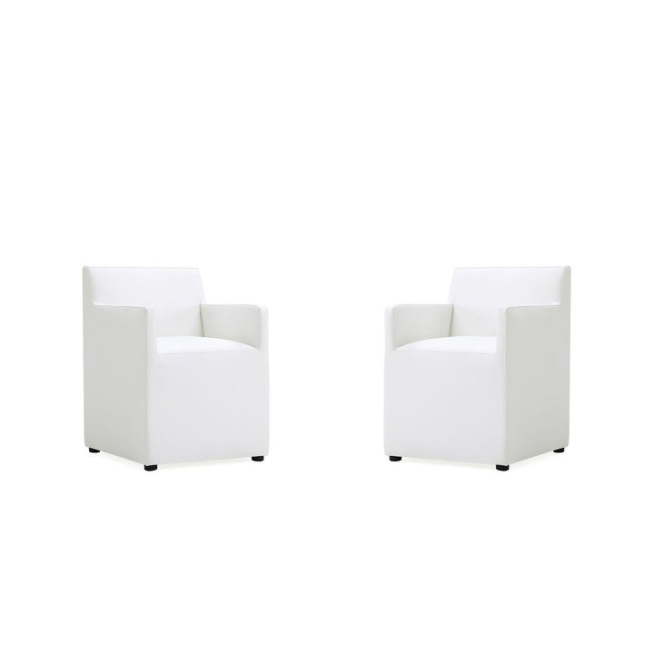 Anna Modern Square Faux Leather Dining Armchair (Set of 2) Image 1
