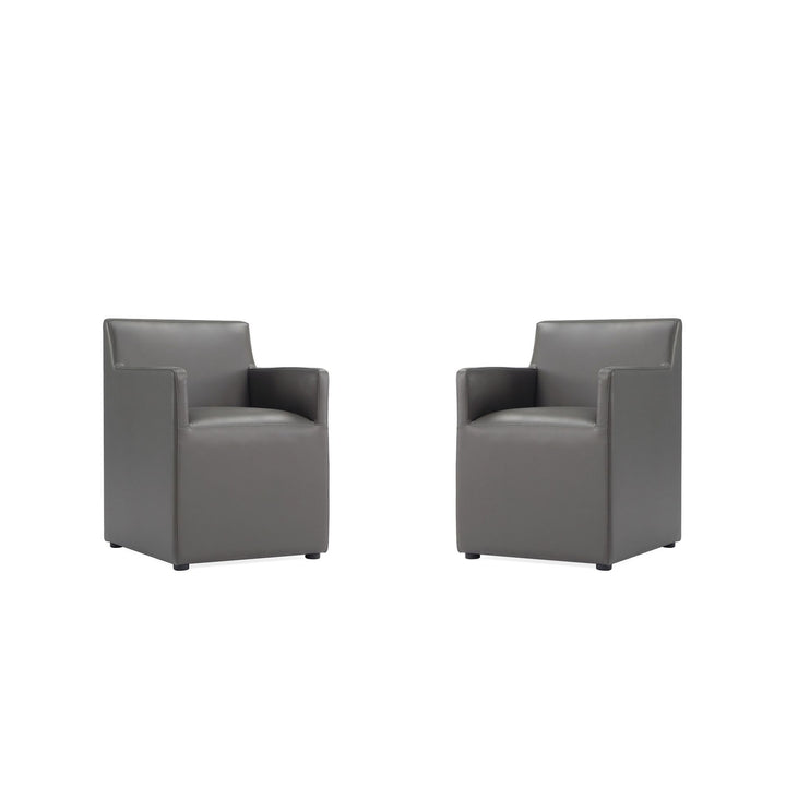 Anna Modern Square Faux Leather Dining Armchair (Set of 2) Image 5