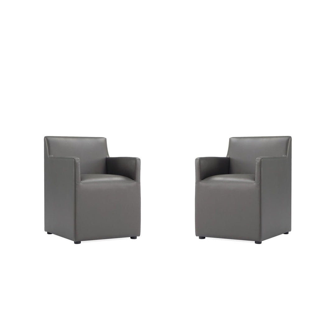 Manhattan Comfort Anna Faux Leather Dining Armchair Set of 2 Modern Square Image 1