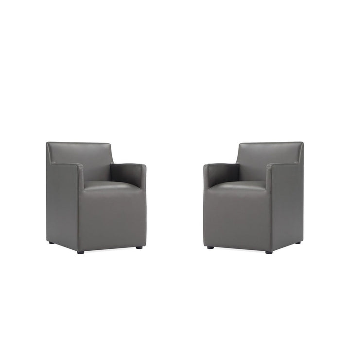 Manhattan Comfort Anna Faux Leather Dining Armchair Set of 2 Modern Square Image 1