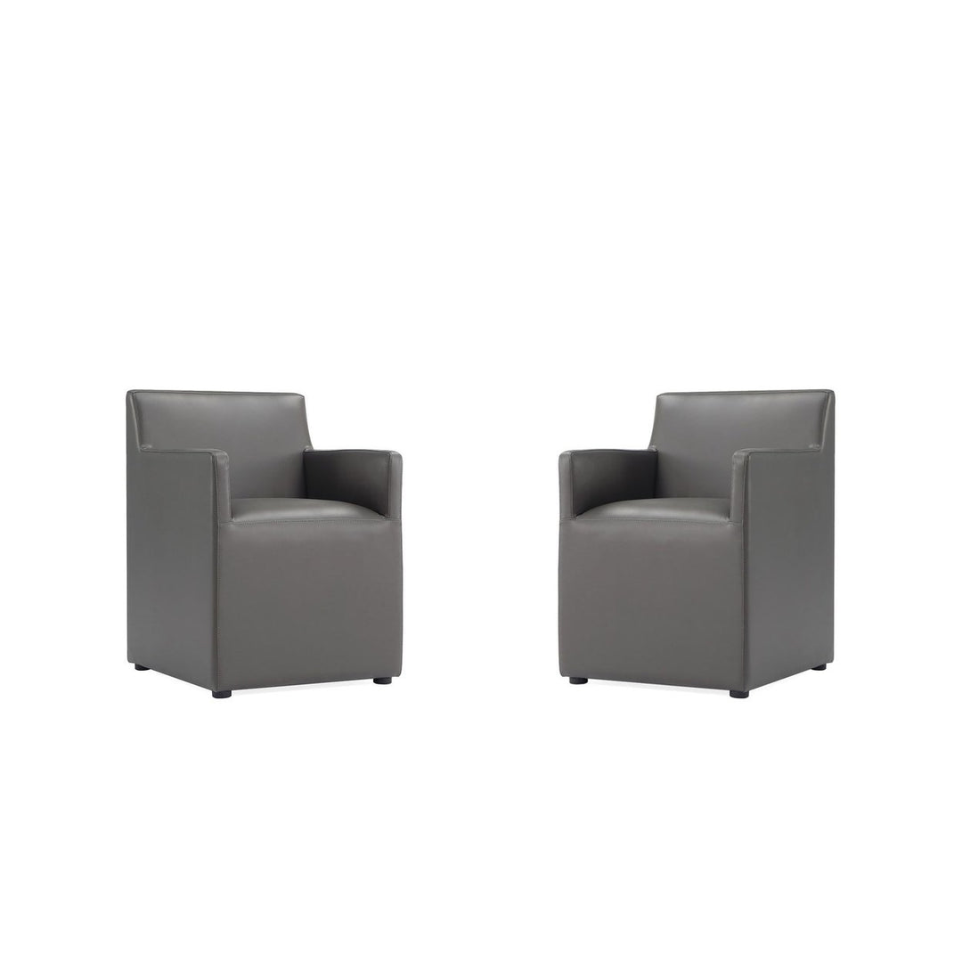 Anna Modern Square Faux Leather Dining Armchair  (Set of 2) Image 1