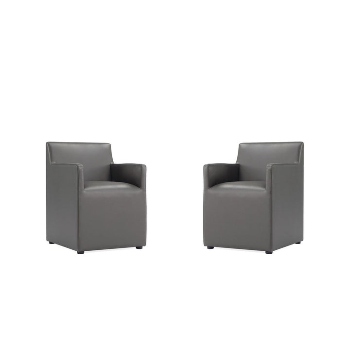 Anna Modern Square Faux Leather Dining Armchair  (Set of 2) Image 1