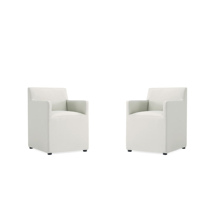 Anna Modern Square Faux Leather Dining Armchair (Set of 2) Image 6