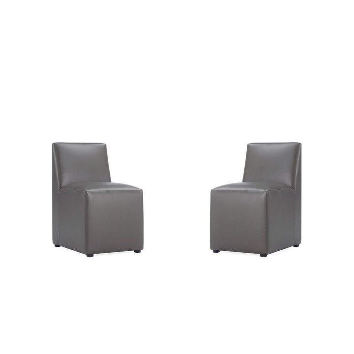 Manhattan Comfort Anna Modern Square Faux Leather Dining Chairs Set of 2 Image 1