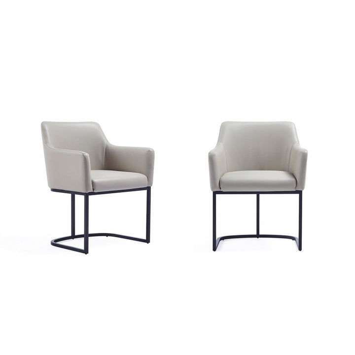 Modern Serena Dining Armchair Upholstered in Leatherette with Steel Legs - Set of 2 Image 1
