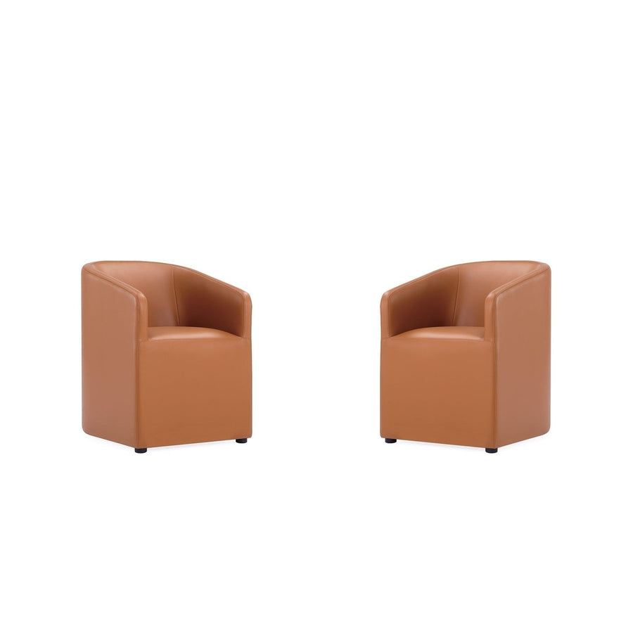 Anna Modern Round Faux Leather Dining Armchair (Set of 2) Image 1