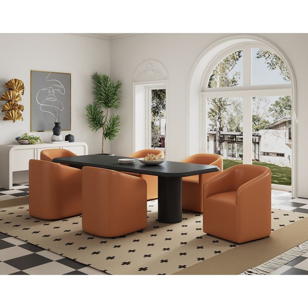 Anna Modern Round Faux Leather Dining Armchair (Set of 2) Image 2