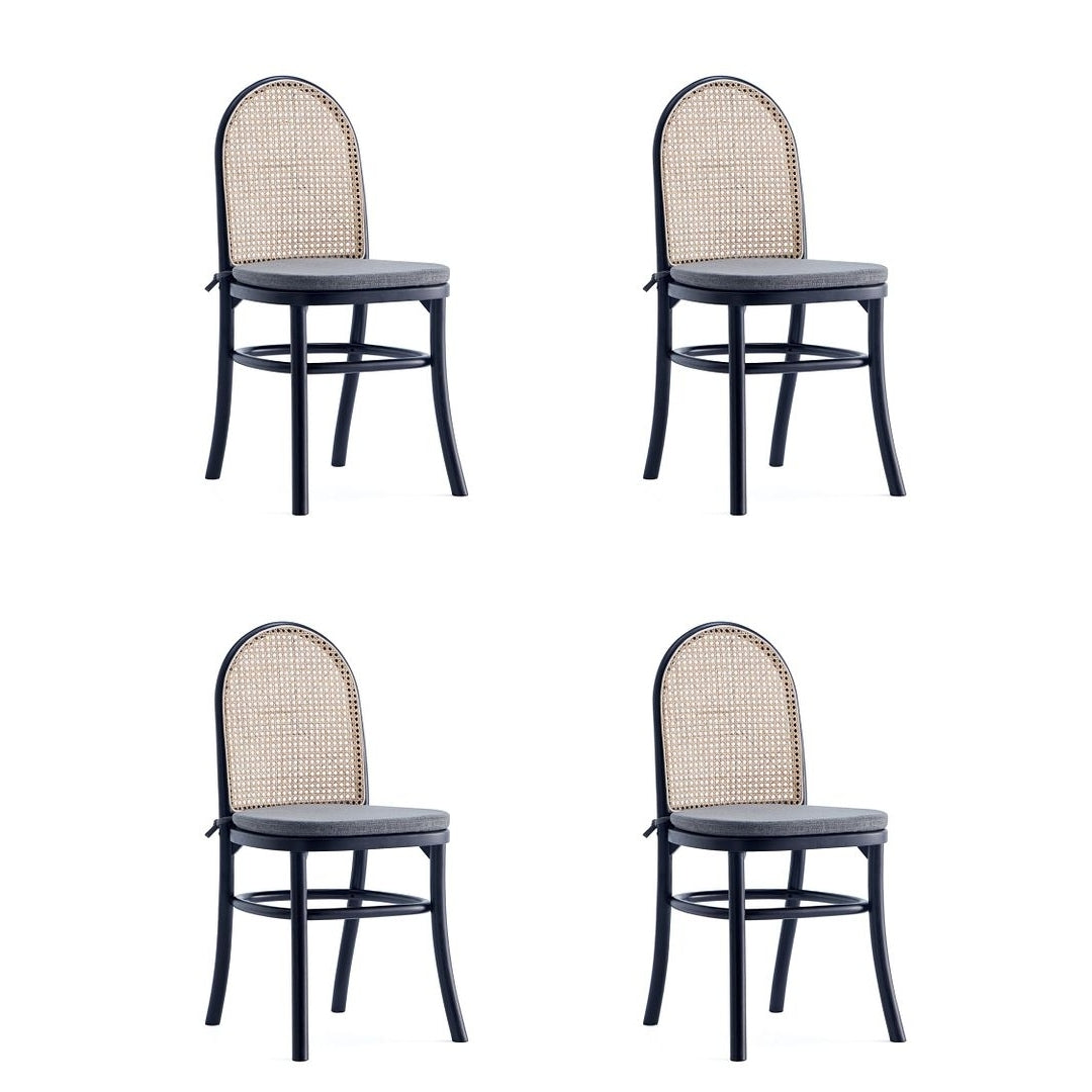 Paragon Dining Chair 1.0 with Grey Cushions in Black and Cane - Set of 4 Image 1