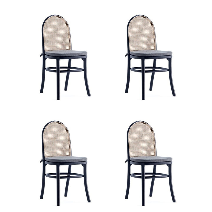 Paragon Dining Chair 1.0 with Grey Cushions in Black and Cane - Set of 4 Image 1