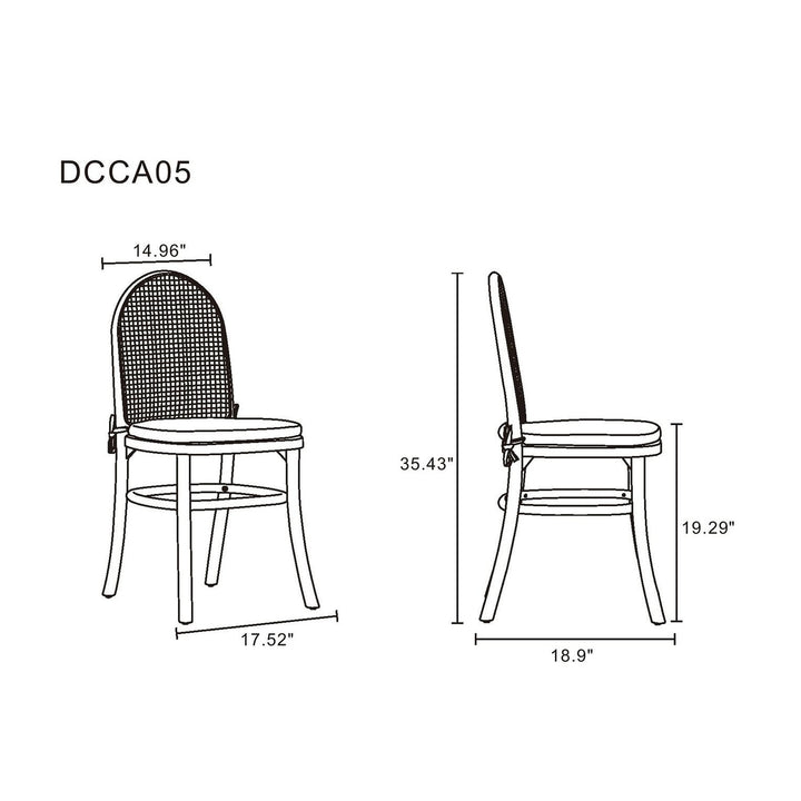 Paragon Dining Chair 1.0 with Grey Cushions in Black and Cane - Set of 4 Image 3