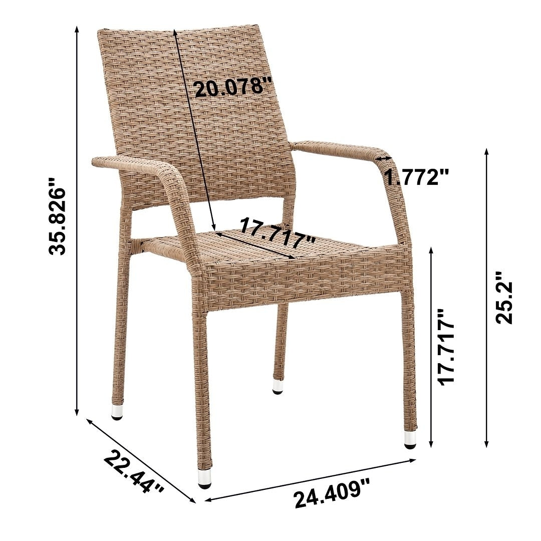 2-Piece Genoa Patio Dining Armchair in Nature Tan Weave Image 3