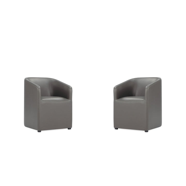 Anna Modern Round Faux Leather Dining Armchair (Set of 2) Image 5