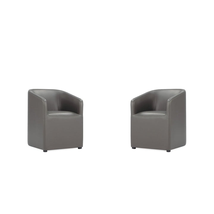 Anna Modern Round Faux Leather Dining Armchair Set of 2 Commercial Grade Chairs Image 1