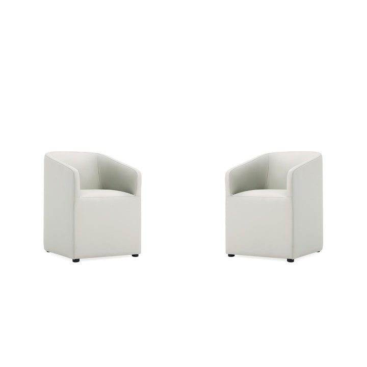 Anna Modern Round Faux Leather Dining Armchair (Set of 2) Image 6