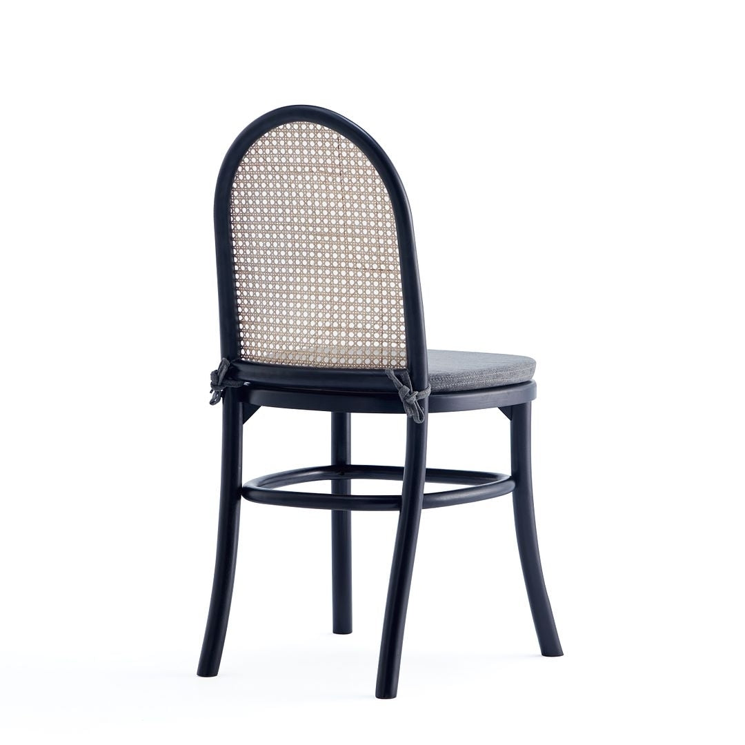 Paragon Dining Chair 1.0 with Grey Cushions in Black and Cane - Set of 4 Image 5