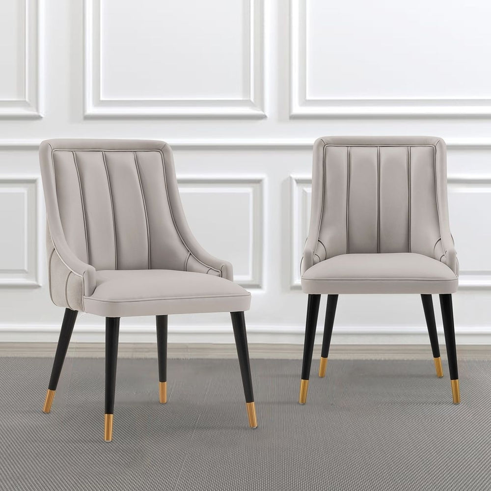 Modern Eda Velvet and Leatherette Dining Chair - Set of 2 Image 2