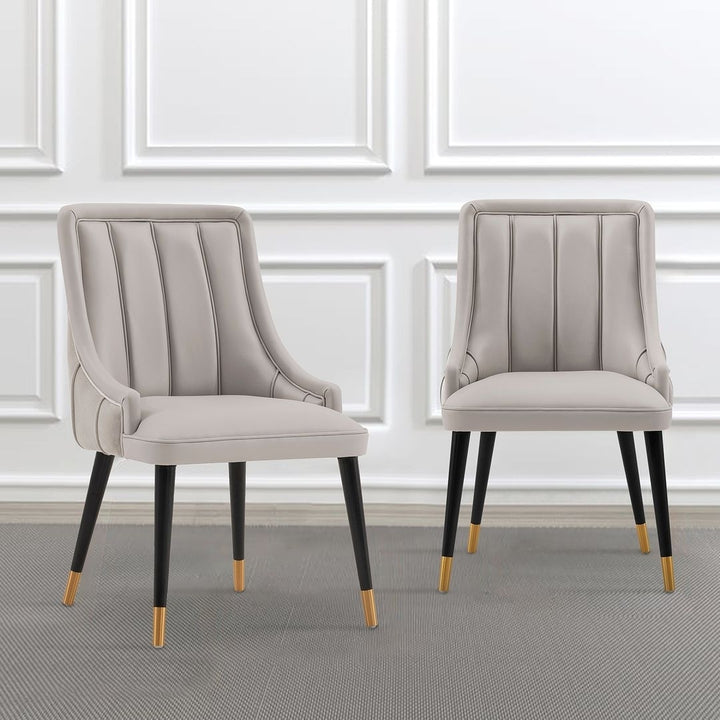 Modern Eda Velvet and Leatherette Dining Chair - Set of 2 Image 2