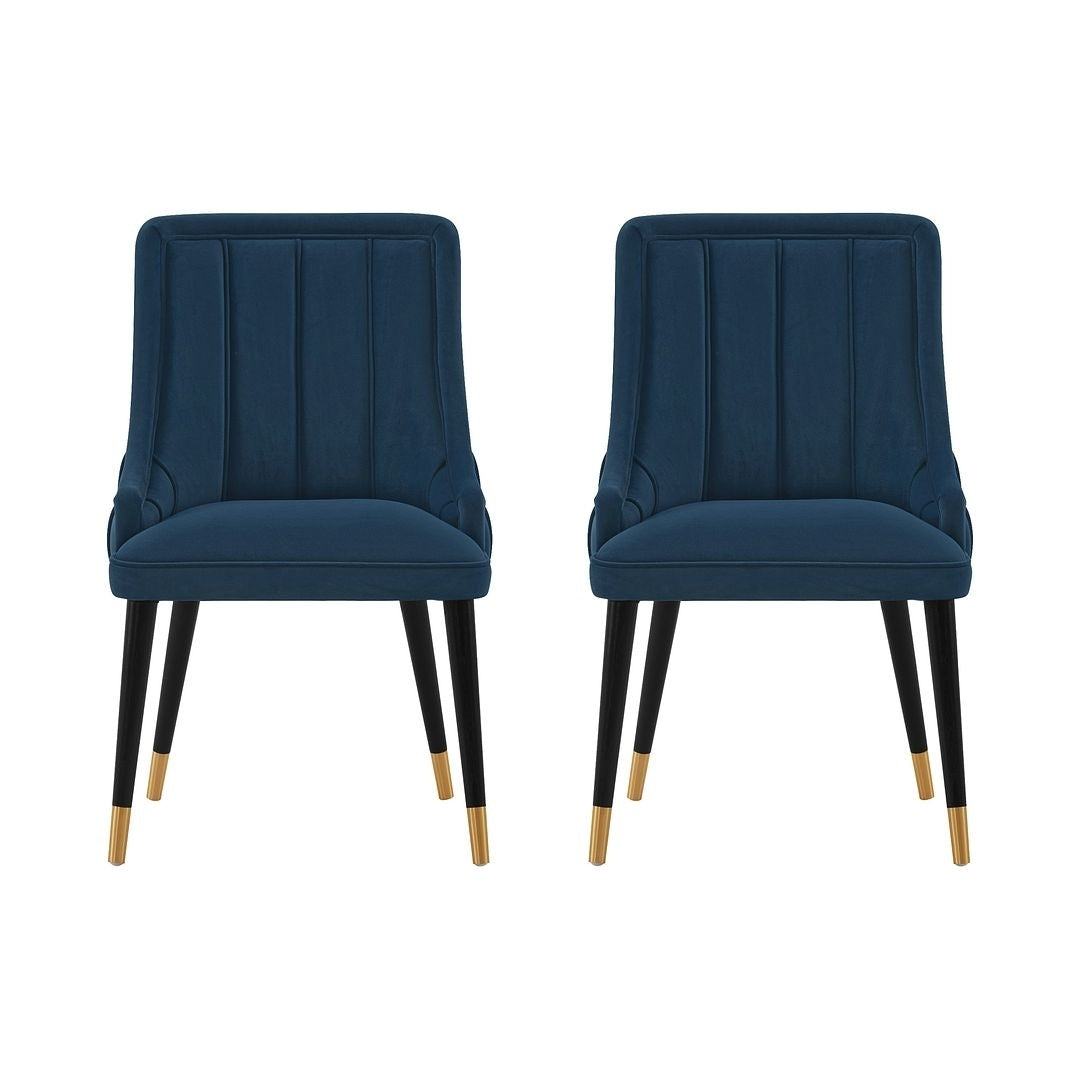 Modern Eda Velvet and Leatherette Dining Chair - Set of 2 Image 4