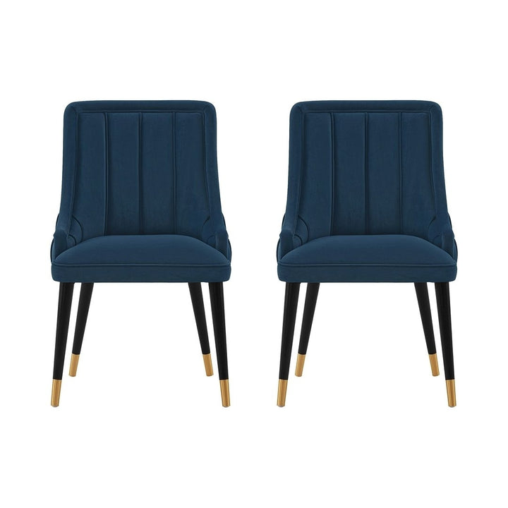 Modern Eda Velvet and Leatherette Dining Chair - Set of 2 Image 1