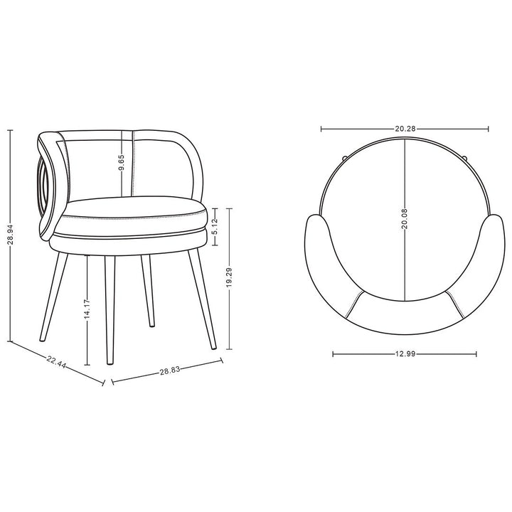 Modern Kaya Pleated Velvet Dining Chair in Nude - Set of 2 Image 3