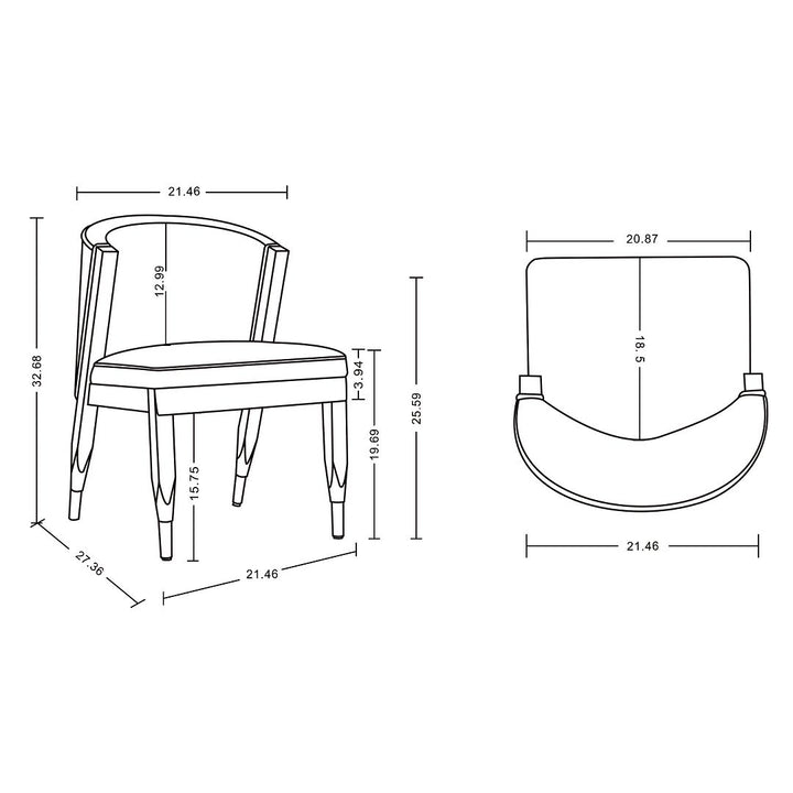 Modern Ola Boucle Dining Chair Set of 2 Elm Wood Gold Accents Fully Assembled Image 3