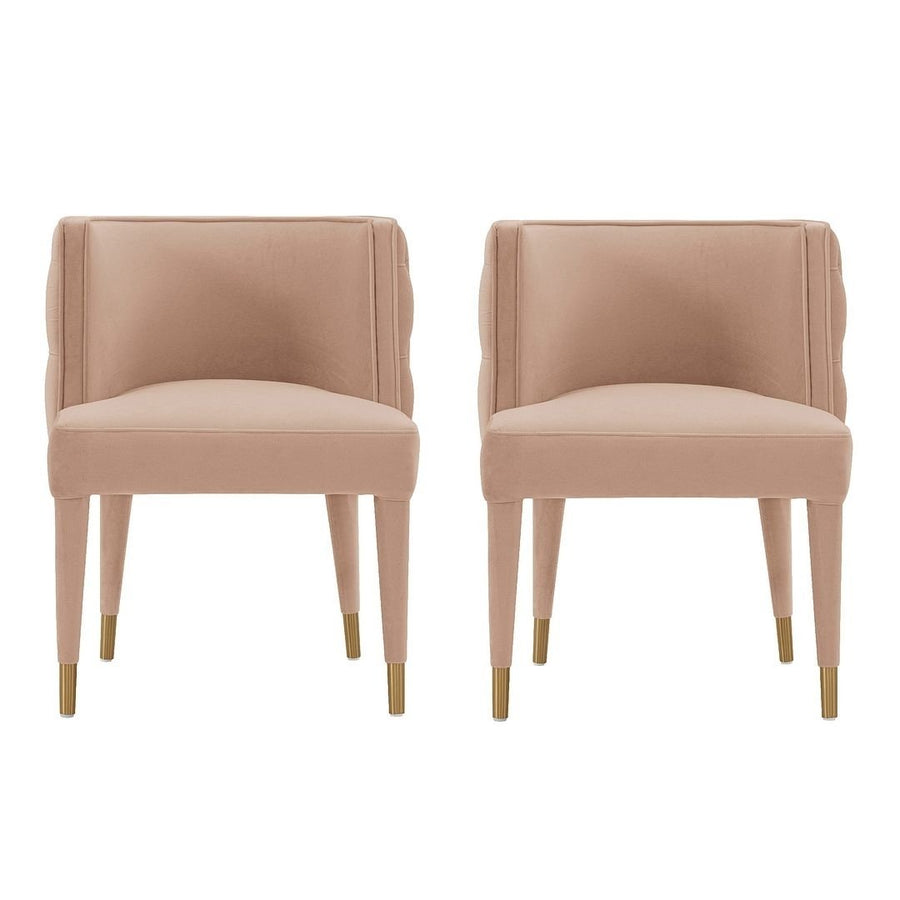Modern Maya Tufted Velvet Dining Chair in Nude - Set of 2 Image 1