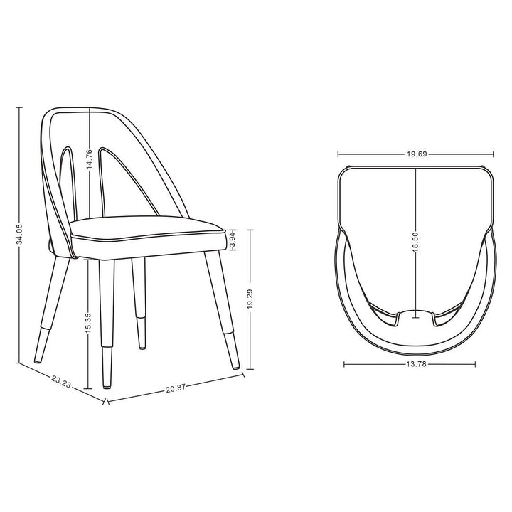 Modern Neda Velvet Dining Chair - Set of 2 Image 3