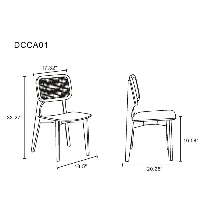 Versailles Dining Chair Set of 4 Mid-Century American Ash Wood with Cane Detail Image 3