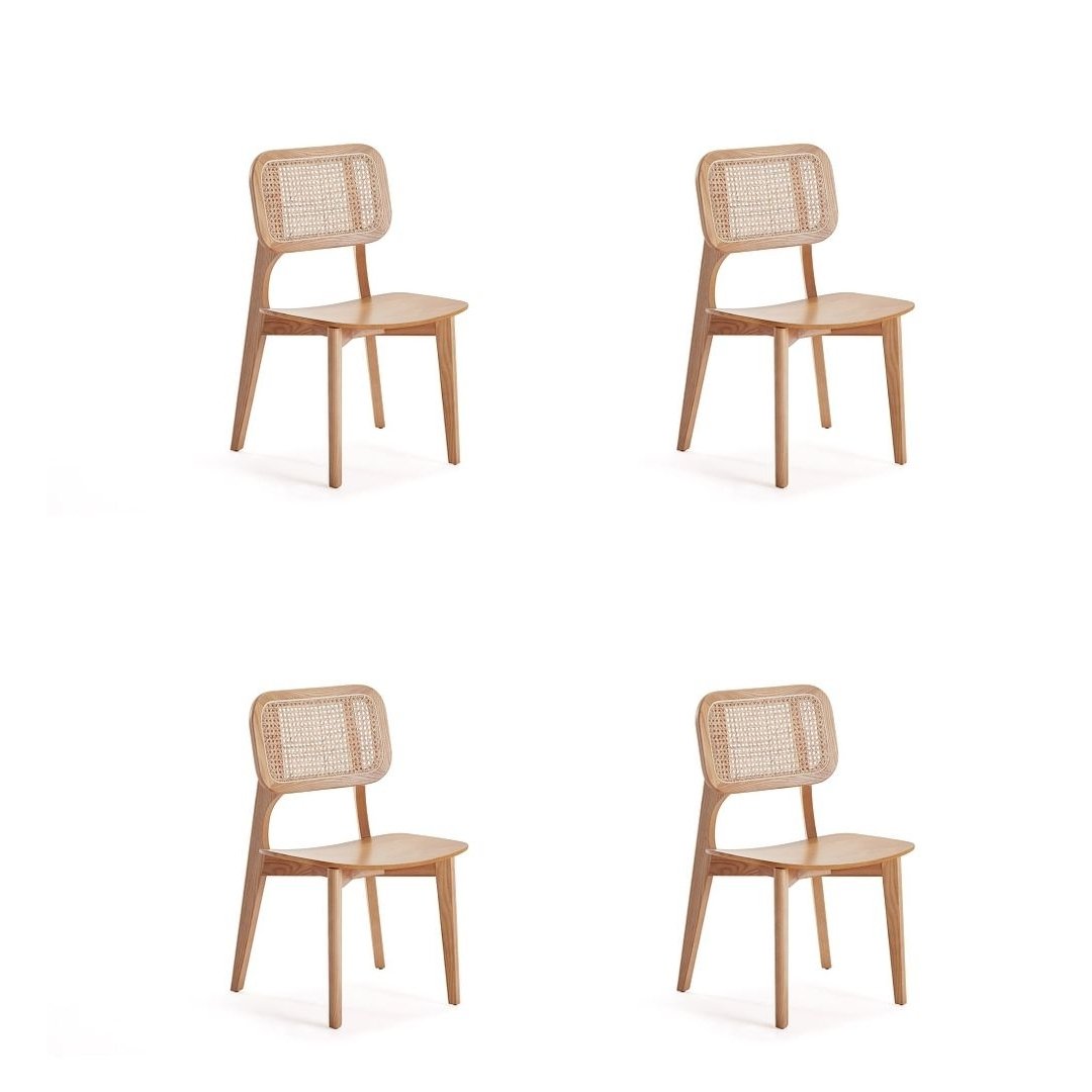 Versailles Square Dining Chair and Natural Cane - Set of 4 Image 1