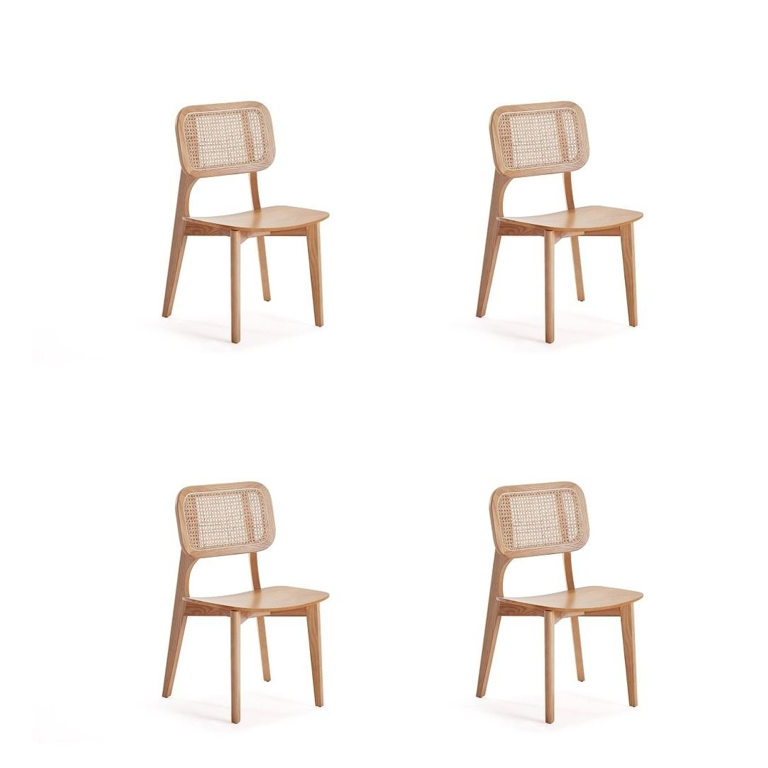 Versailles Dining Chair Set of 4 Mid-Century American Ash Wood with Cane Detail Image 1