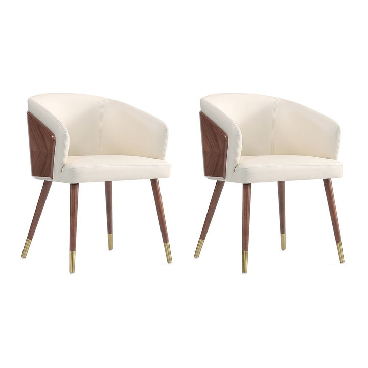 Modern Reeva Dining Chair Upholstered in Leatherette with Beech Wood Back and Solid Wood Legs in Walnut and Graphite Image 5