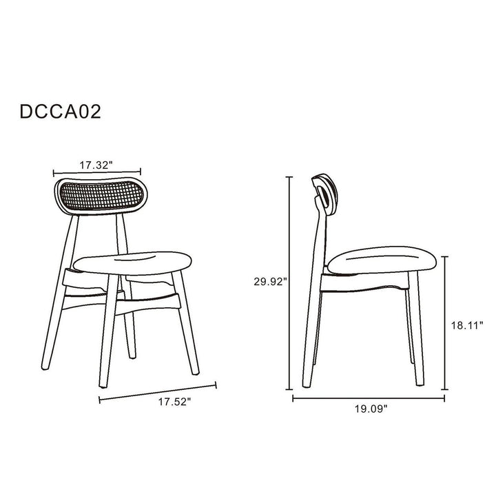 Colbert Dining Chair Set of 4 Grey Upholstered Cane Back Modern Design Image 3