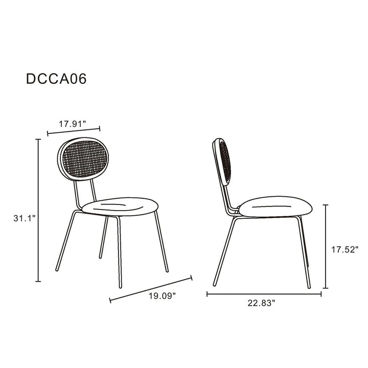 Jardin Dining Chair with Cane and Grey Upholstered Seating - Set of 4 Image 3