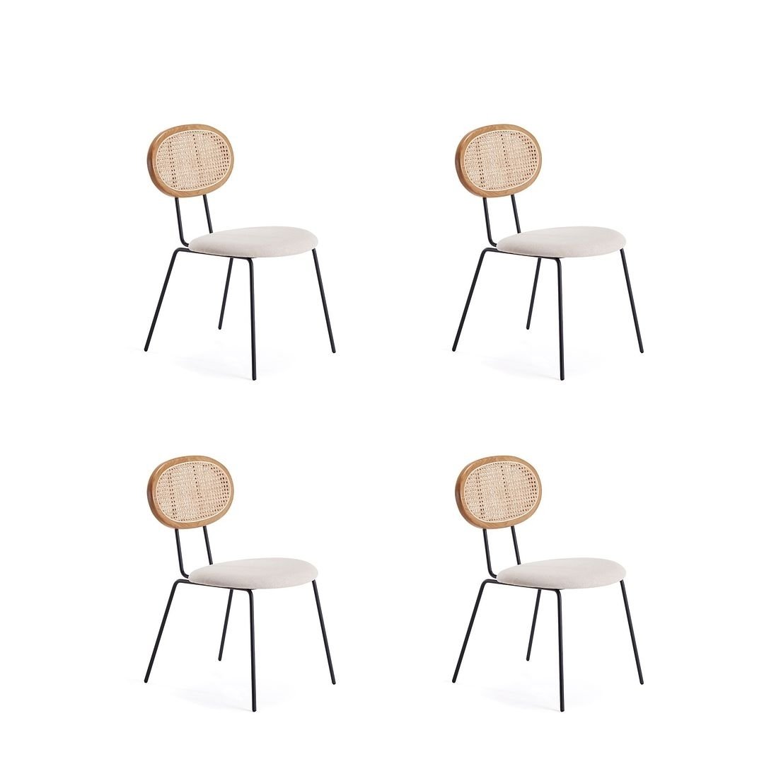 Jardin Dining Chair with Cane and Grey Upholstered Seating - Set of 4 Image 4