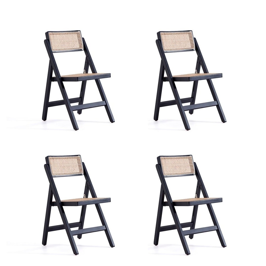 Pullman Folding Dining Chair and Natural Cane - Set of 4 Image 1