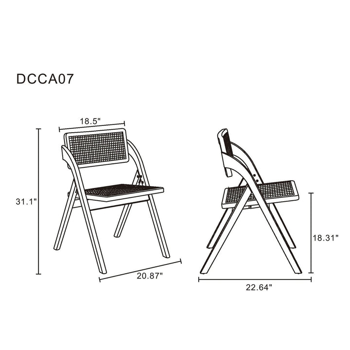 Lambinet Folding Dining Chair Set of 4 Natural Cane Ash Wood Farmhouse Style Image 3