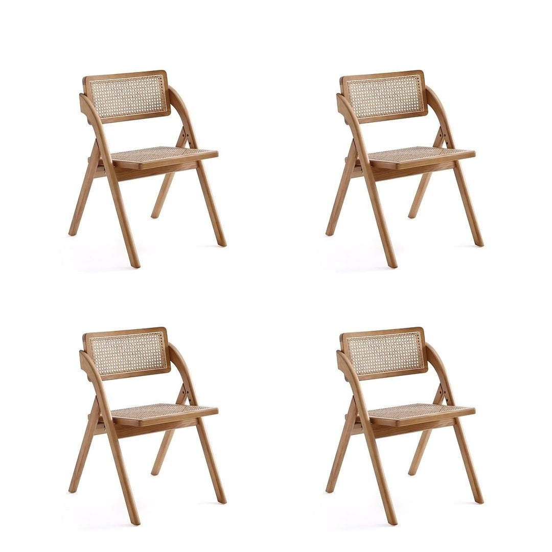 Lambinet Folding Dining Chair Set of 4 Natural Cane Ash Wood Farmhouse Style Image 4