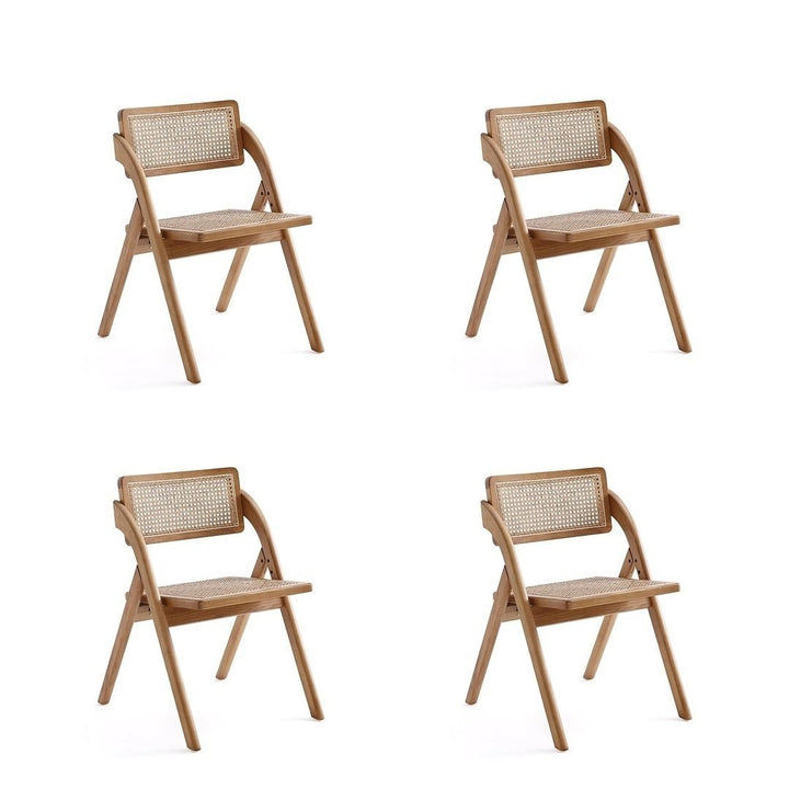 Lambinet Folding Dining Chair Set of 4 Natural Cane Ash Wood Farmhouse Style Image 1