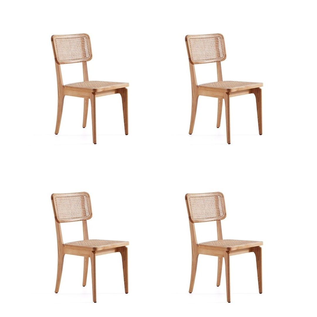 Giverny Dining Chair Set of 4 Natural Cane American Ash Wood Frame Image 1