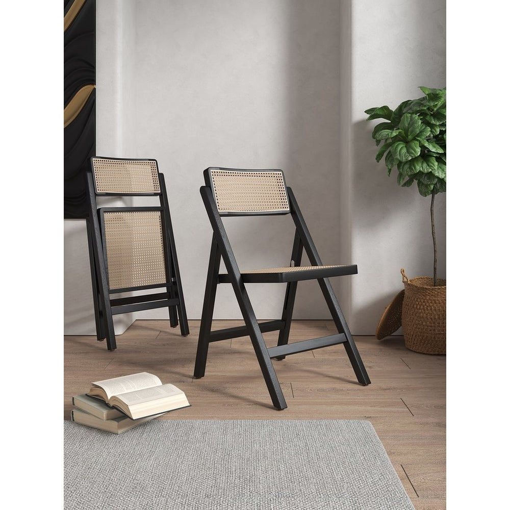 Pullman Folding Dining Chair and Natural Cane - Set of 4 Image 2