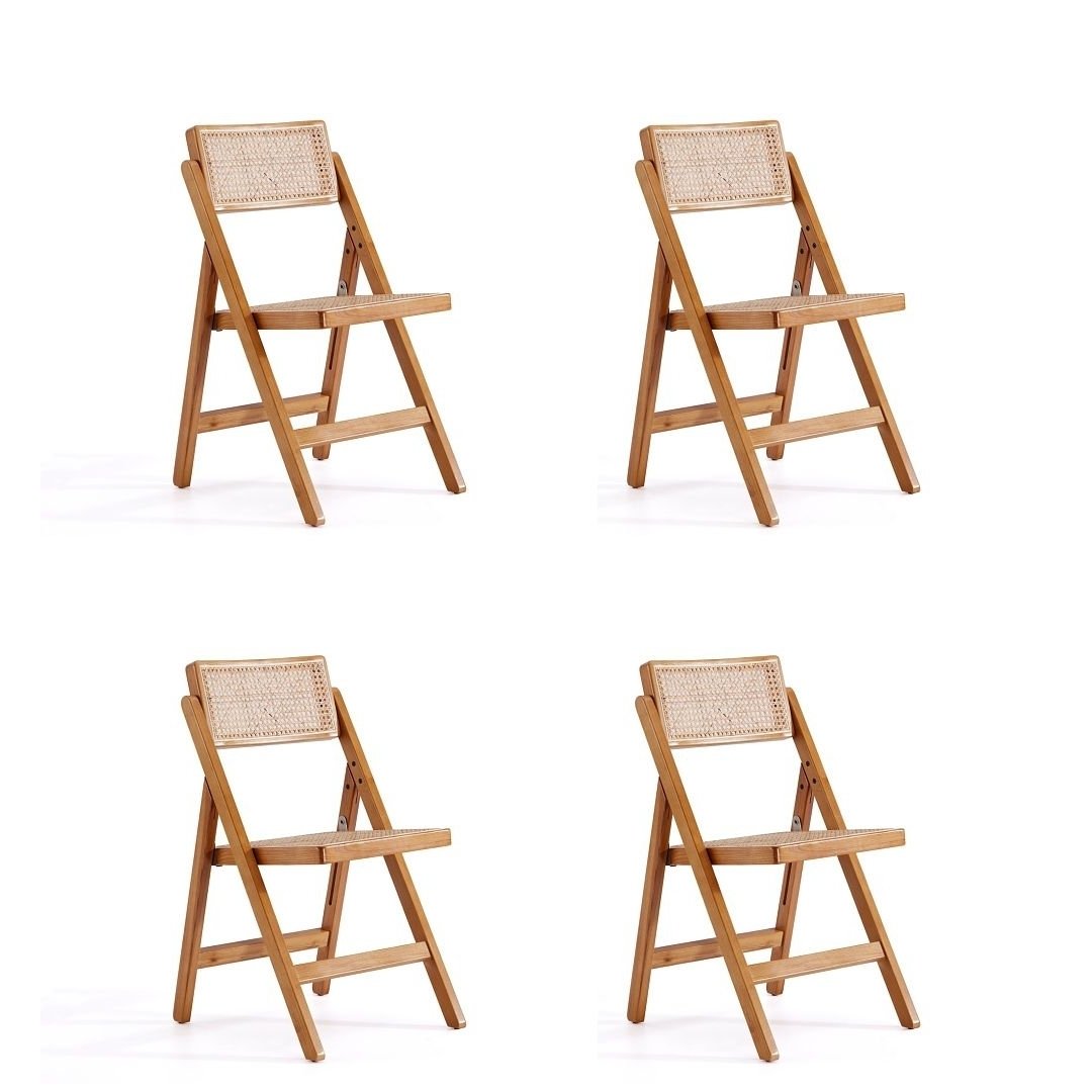 Pullman Folding Dining Chair and Natural Cane - Set of 4 Image 4