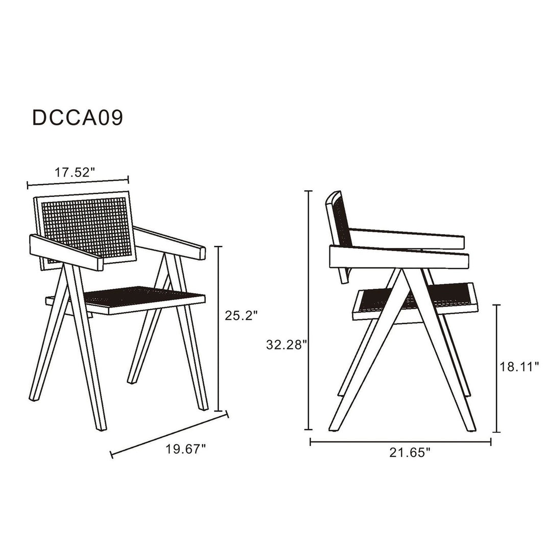 Hamlet Dining Arm Chair Set of 2 Natural Cane Solid Ash Wood Mid-Century Modern Image 3