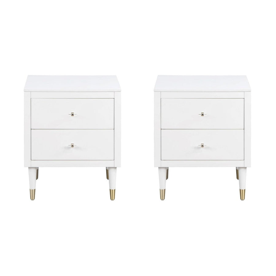 Stanton Modern Nightstand with 2 Full Extension Drawers and Solid Wood Legs - Set of 2 Image 1