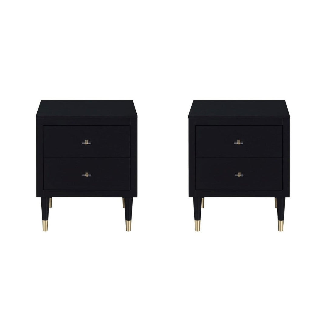 Stanton Modern Nightstand with 2 Full Extension Drawers and Solid Wood Legs - Set of 2 Image 1