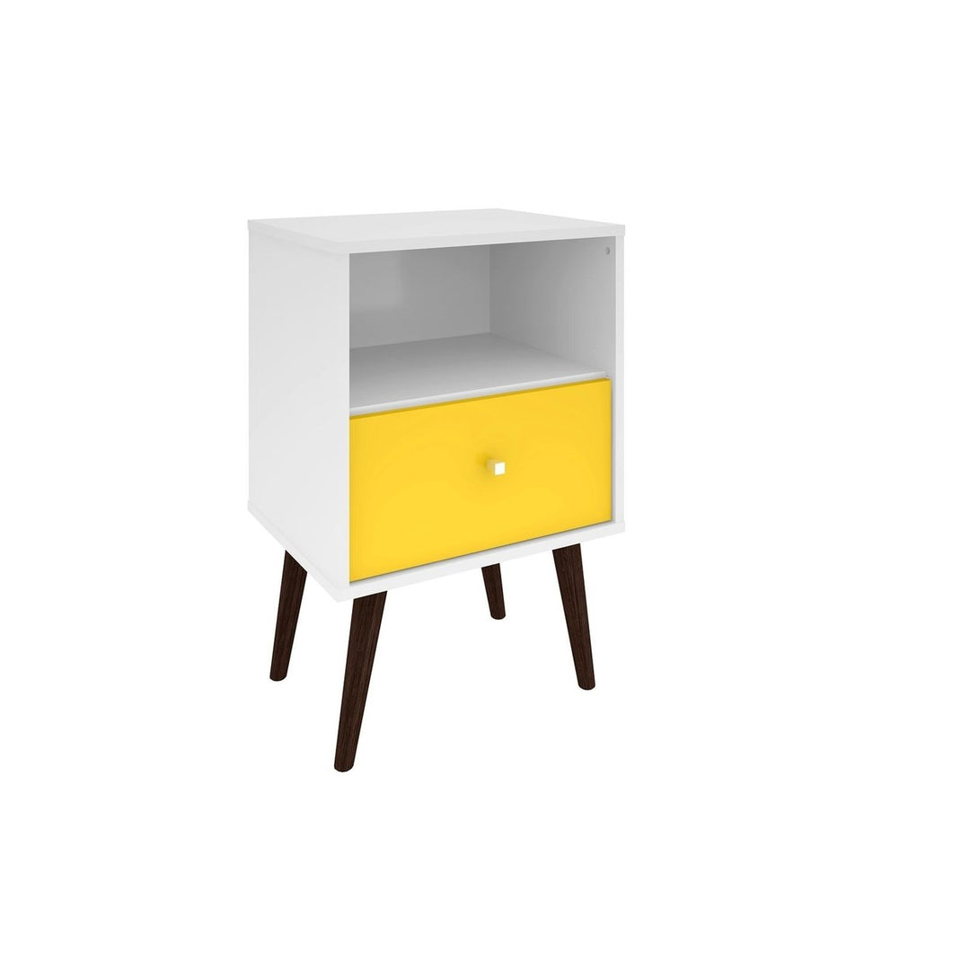 Liberty Mid-Century Modern Nightstand Solid Wood Legs 1 Drawer 1 Cubby Space Image 1