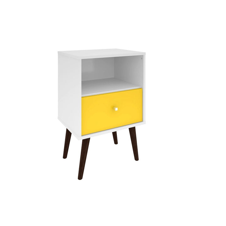 Liberty Mid-Century Modern Nightstand Solid Wood Legs 1 Drawer 1 Cubby Space Image 1