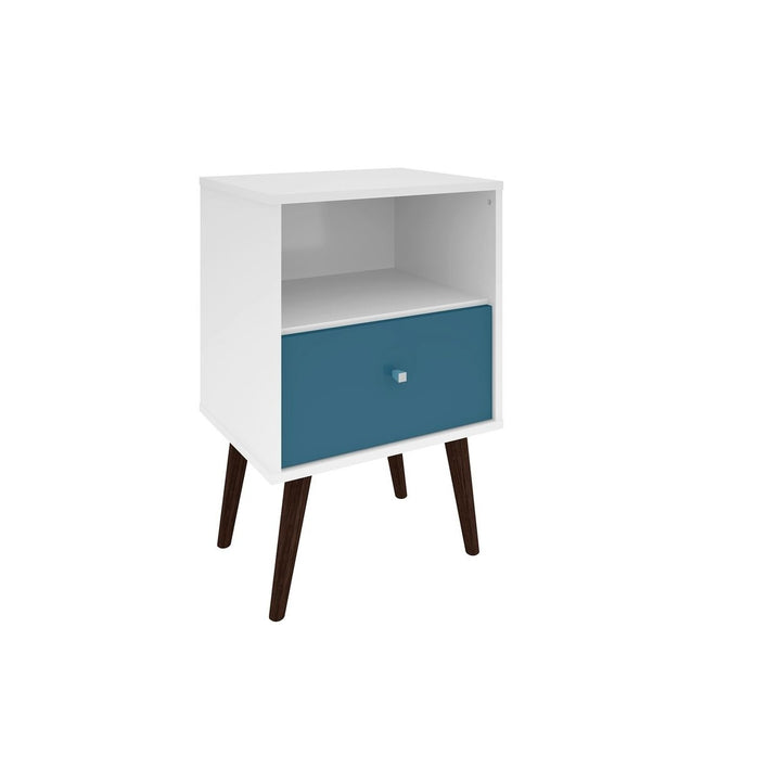 Liberty Mid-Century Modern Nightstand Solid Wood Legs 1 Drawer 1 Cubby Space Image 1